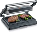 Produktbild: SEVERIN Kontaktgrill für Sandwiches, Steak und als Panini Grill, antihaftbeschichteter Sandwich Maker für fettfreies Grillen, 800 W, metallic grau/schwarz, KG 2394