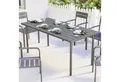 Produktbild: Outsunny Gartentisch mit Lamellen-Tischplatte, Stahlrahmen (Terrassentisch, 1-St., Esstisch), für Garten Balkon Terrasse Dunkelgrau