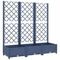 Produktbild: vidaXL Pflanzkübel mit Rankgitter Blumenkübel Pflanzkasten Blumentopf Blumenkasten Rankhilfe Spalier Gartenspalier Blaugrau 120x40x121,5cm PP