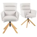 Produktbild: DUBI Möbel 2er Set Esszimmerstühle höhenverstellbar, Bürostühle & Konferenzstühle, 360° drehbar mit Taschenfederkern, ergonomisch gepolstert, Eichegestell, Stoff Beige, Modell Mika-Tesa