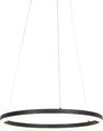 Produktbild: Qazqa Büro Esstisch led Modern Pendelleuchte, Pendellampe - Anello - Schwarz, Rund, 2700K, warmweiß, dimmbar, 60cm, Ideal als Esszimmerlampe, Bürolampe und Wohnzimmerlampe
