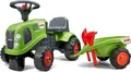 Produktbild: Falk Trettraktor Bagger Kinderfahrzeug Claas grün mit Deichsel Schaufel Schwa64