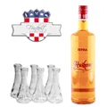Produktbild: (19,99 EUR/L) Kruskovac Lara Istra 25% vol 1,0L Birne Likör +6 Cokanji Set