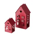 Produktbild: BOLTZE Kerzenlaterne 2tlg. Laterne HERZENSHAUS rot Haus Metall Lichterhaus mit Herzausschni