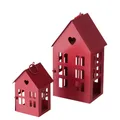 Produktbild: 2tlg. Laterne HERZENSHAUS rot Haus Metall Lichterhaus mit Herzausschnitt  H25cm