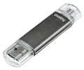 Produktbild: Hama 123926 Laeta Twin USB Type-A / Micro-USB Stick 64 GB  Grau