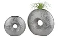 Produktbild: 2er Set Deko Vasen HELSINKI mit Lochdesign D. 26 + 34cm silber grau Formano