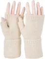 Produktbild: styleBREAKER Damen Fingerlose Strickhandschuhe Einfarbig mit Bund, warme Winter Handschuhe 09010052, Farbe:Beige