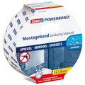 Produktbild: tesa Powerbond MIRROR - Doppelseitiges Montageband zur Fixierung von Spiegeln - Feuchtigkeitsbeständiges Klebeband für Bad und Dusche - 5 m x 38 mm