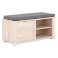 Produktbild: Stella Trading GO Schuhbank mit Sitzfläche in heller Sonoma Eiche Optik - bequeme Sitzbank mit Stauraum für Ihren Flur - 90 x 44 x 36 cm (B/H/T)