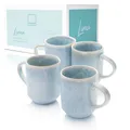Produktbild: Sänger | Tassen Set Lima 4 tlg, Kaffeetassen Set 4 Personen, Steingut Becher Spülmaschinenfest, Handmade Teetassen Set Blau Türkis mit Hellem Farbverlauf & Beigem Rand 410 ml | PREMIUM COLLECTION