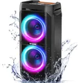 Produktbild: W-KING 240W Max Bluetooth Lautsprecher, 115dB Tiefer Bass, 2×13,5 cm Subwoofer, IPX6 Wasserdicht, Kabellose Boombox, Party, Mic & Gitarren-Eingang, RGB Lichter, Echo, EQ, TF, AUX – Outdoor & Heim