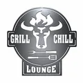 Produktbild: teileplus24 CG01 Gartenschild | Stier + Grill & Chill Lounge | 41 x 40,5cm| Stahl | Schwarz