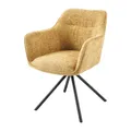 Produktbild: Riess Ambiente Drehbarer Stuhl Verona senfgelb Strukturstoff mit Armlehne Metallbeine schwarz Esszimmerstuhl Küchenstuhl