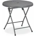 Produktbild: Relaxdays Gartentisch Kunststoff Stahl Grau Klappbar Rattanoptik 74 cm x ø 80 cm 6,4 kg