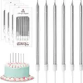 Produktbild: Geburtstagskerzen Für Torte 24 Stücke Dünne Lange Silber Geburtstagskerze Mit...
