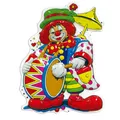 Produktbild: Witziges Wandbild Musizierender Clown Lustige Wanddeko Clown mit Trommel 60 cm