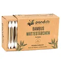 Produktbild: pandoo 4er Pack Bambus Wattestäbchen mit großem Sicherheitskopf (220 Stück) | Biologisch-Abbaubar, Vegan, Plastikfrei, Holzfrei & Nachhaltig | Ohrenstäbchen für Babys und Kinder