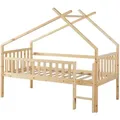 Produktbild: [en.casa] Kinderbett, Natur, Holz, Kiefer, 90x200 cm, Kinder- & Jugendzimmer, Kindermöbel, Kinderbetten, Hausbetten