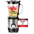 Produktbild: Emerio Edelstahl-Blender – 1,5 L Fassungsvermögen – Smoothie-Maker mit Glaskanne – 500 W – BL-130988 – Schwarz / Silber - Schwarz/Silber/Transparent