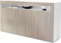 Produktbild: Vladon Sideboard Valencia, Germany, Kommode mit 3 Türen und 1 offenem Fach, Weiß matt/Eiche sägerau/Eiche sägerau (155 x 92 x 40 cm)