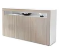 Produktbild: Vladon Sideboard Valencia (Sideboard, mit 3 Türen und 1 offenem Fach), Weiß matt/Eiche sägerau/Eiche sägerau (155 x 92 x 40 cm)