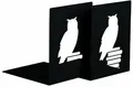 Produktbild: moses. libri_x, Buchstützen-Set Leseeule, 2er-Set Buchständer aus Metall , Zwei schwarze Metall-Buchstützen im Set mit wunderschön ausgestanzten Lese-Eulen, 16 cm x 16 cm x 12,5 cm