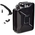 Produktbild: BW® Kraftstoffkanister Metall Benzinkanister 20 Liter mit Ausgießer - Schwarz - RAL 9005 - TÜV-geprüft und UN-Zulassung - Made in Europe