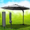 Produktbild: Brast Alu Sonnenschirm Ampelschirm   Ø360cm Grau + Schützhülle   Uv-schutz 80+   Wasserabweisend Mit Kurbelvorrichtung   Drehbar Schwenkbar & Höhenverstellbar