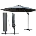 Produktbild: BRAST® Alu Sonnenschirm Ampelschirm | Ø360cm Grau | Schützhülle | viele Modelle | UV-Schutz 80+ | wasserabweisend | drehbar schwenkbar & höhenverstellbar