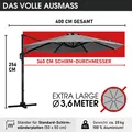 Produktbild: BRAST Alu Sonnenschirm Ampelschirm Ø360cm drehbar schwenkbar & höhenverstellbar