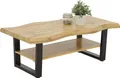 Produktbild: Couchtisch Gabriel mit Baumkantenoptik-Nachbildung Wildeiche- Metall U-Gestell-großer Ablage-110x60cm