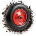 Produktbild: Schubkarrenrad Pannensicher 4.80/4.00-8 von Tergato – Unplattbar 400mm Ersatzrad für Schubkarre, PU Vollgummireifen, Stahlfelge Rot, Kugellager, 150kg Belastbar, Schubkarren Reifen