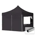 Produktbild: TOOLPORT Faltpavillon Faltzelt Pavillon 3x3m - 4 Seitenteile Aluminium 32mm Partyzelt 700N schwarz