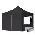 Produktbild: 3x3 m Faltpavillon Faltzelt Alu 32mm, Seitenteile mit Panoramafenster, schwarz