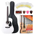 Produktbild: Classic Cantabile WS-10WH Westerngitarre Starter-Set (Dreadnought-Style, 6 Saiten, 20 Bünde, inkl. Zubehörset, Gitarrentasche, Notenheft, Saiten, Plektren) weiß