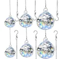 Produktbild: Hisredsun 6 Stück Kristall-Prisma-Kugel mit Metallkette, 30–40–50 mm, K9, facettierte Prismenkugeln, Fenster, Regenbogen, Sonnenfänger, Dekoration