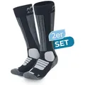 Produktbild: Alpenwert Skisocken 2er SET Snowboard Socken aus echter Merinowolle Herren & Damen (2 Paar, 4 Skisocken) Meinowolle Ski Socken schwarz 47-50