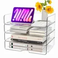 Produktbild: 4 Stück Acryl Briefablage in PremiumQualität, Transparent Ablagefächer Stapel...