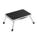 Produktbild: SONGMICS Tritthocker, Trittleiter, Klapptritt, einstufige Leiter aus Stahl, rutschfeste Trittfläche, bis zu 150 kg belastbar, Größe ausgeklappt 32 x 44 x 17,5 cm, weiß GSL01WT