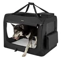 Produktbild: Feandrea Hundebox faltbar, Transportbox Hund, XXXL, Hundetasche, Oxford-Gewebe, Netzstoff, atmungsaktiv tragbar transportabel, Metallrahmen, mit Griffen, Taschen, 102 x 69 x 69 cm, schwarz PDC10H