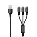 Produktbild: 2GO 3in1 USB Ladekabel 3x Lightning Nylon 1,5m schwarz (797155)