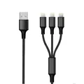 Produktbild: 2GO Ladekabel 3in1 3xApple Lightning auf USB 3 Geräte gleichzeitig Laden, Nylon 