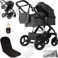 Produktbild: Bergsteiger Nizza 3 in 1 Kinderwagen, Kombikinderwagen Komplettset, Babywanne & Buggy Sportsitz inklusive, Auto-Babyschale & Isofix Station optional