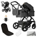 Produktbild: Bergsteiger Nizza 3 in 1 Kinderwagen, Kombikinderwagen Komplettset, Babywanne & Buggy Sportsitz inklusive, Auto-Babyschale & Isofix Station optional
