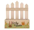 Produktbild: Herz & Heim Geschenkbox zu Ostern mit Zaun - Oster Pflanzkorb aus Holz als Osterkorb, mit Folie ausgekleidet