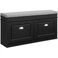 Produktbild: Sobuy Fsr64-sch Schuhkipper Schuhbank Mit 2 Klappen Sitzkommode Schuhregal Mit 4 Ablageflächen Sitzbank Mit Sitzkissen Schwarz Bht Ca.: 104x52x24cm