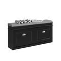 Produktbild: SoBuy Schuhbank mit Sitzfläche Sitzbank mit Stauraum und 2 Klappen, schmaler Schuhschrank mit Sitzbank & Schuhregal platzsparend, Schuhablage für Flur & kleine Räume, 104x52x24cm, Schwarz, FSR64-SCH