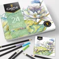 Produktbild: Castle Arts Themed 24 Buntstiftsets in Blechdose, perfekte Farben für 'Botanisch'. Mit hochwertigem, glattem Farbkern, hervorragender Misch- und Überlagerungsleistung für großartige Ergebnisse…