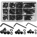 Produktbild: 219 Stück M6/M5/M4 Schrauben Muttern Set, 12,9 Gerade Sechskantschrauben Kohlenstoffstahl Sechskopf Knopf Schrauben Muttern und Unterlegscheiben Sortiment Kit